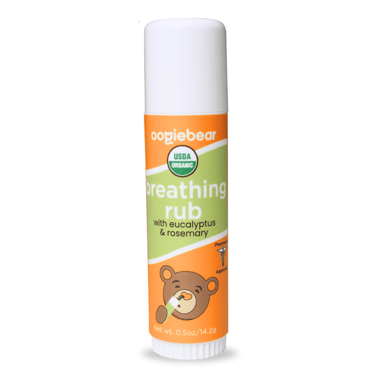 oogiebear Breathing Rub organic baby balm tube with eucalyptus and rosemary for congestion