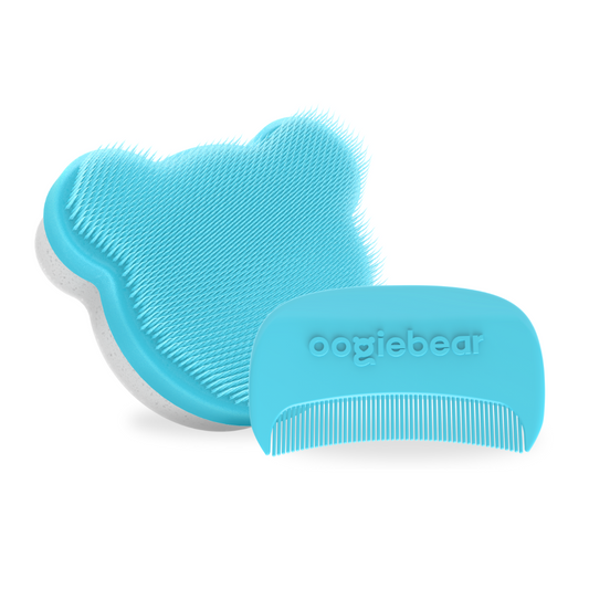 oogiebear cradle cap kit with soft sponge, silicone scalp massager and curved comb
