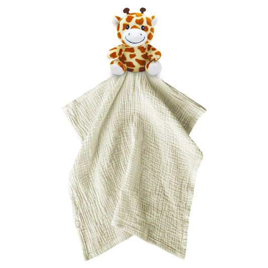 Me Lovey giraffe security blanket with soft plush giraffe head and attached comfort blanket