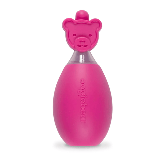 raspberry color oogiebear bulb nasal aspirator with silicone bulb and flexible round tip for babies