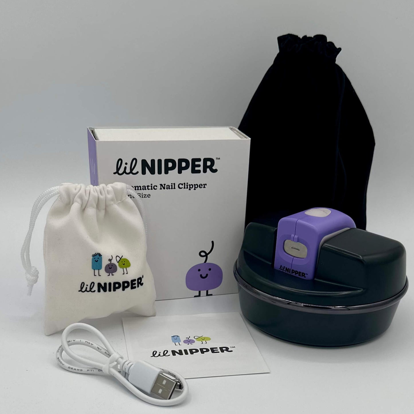 Contents: POD, Lil Nipper device, carrying bags for both devices, charging cable, instruction manual