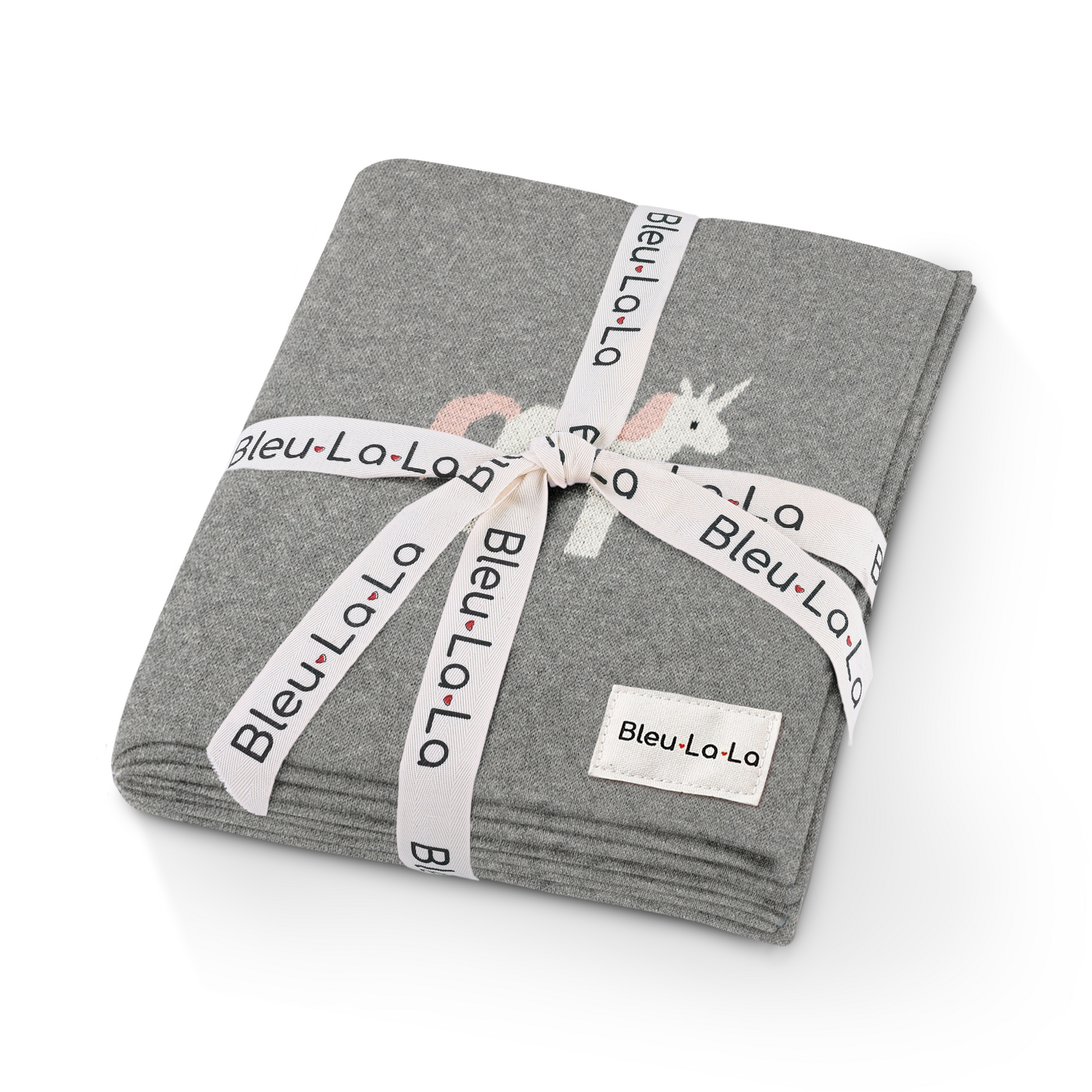 Gray fabric bundle with 'Bleu La La' branding on a white background