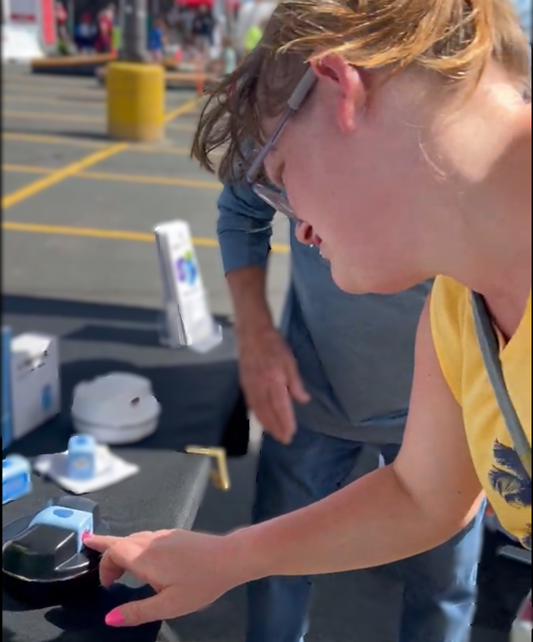 Jamie using the POD Pro 2.0 for the very first time.