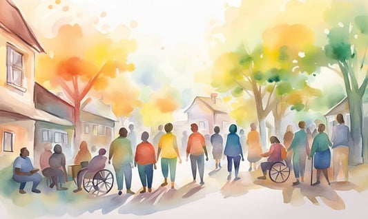 World Usability Day painting, shows people of all abilities coming together.