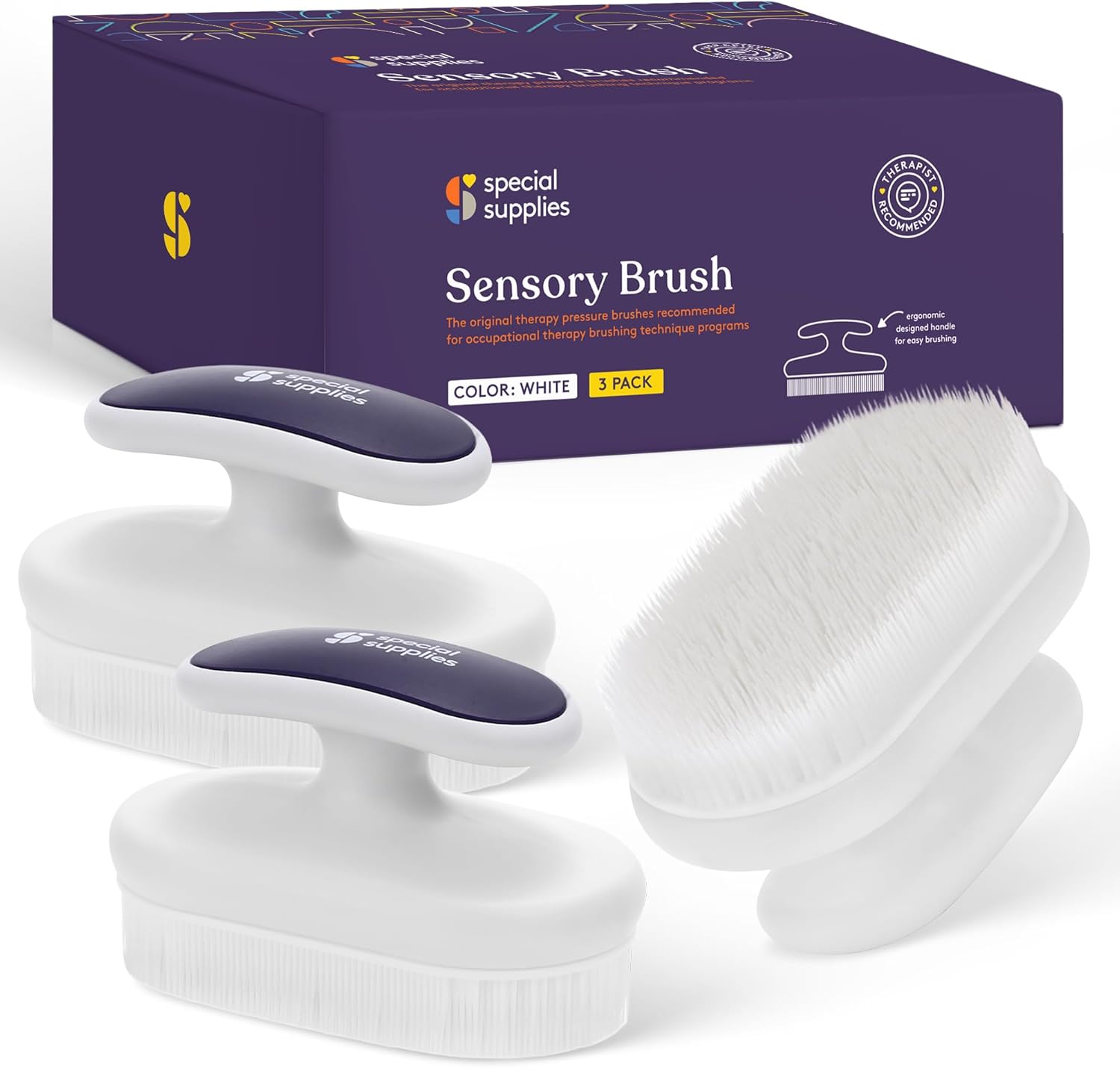 Sensory brush set with packaging on a white background