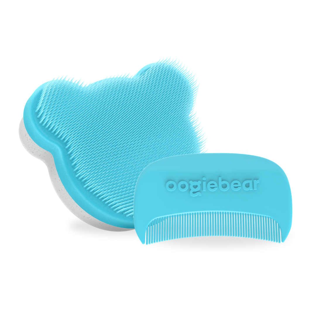 oogiebear cradle cap kit with soft sponge, silicone scalp massager and curved comb