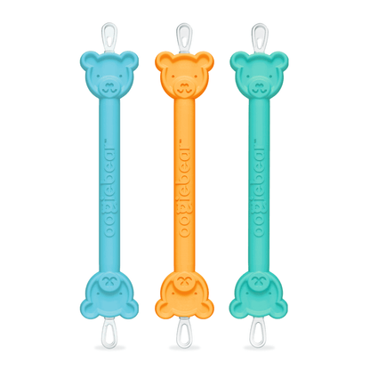 oogiebear 3-pack booger picker with dual-ended scoop and loop tips and bear safety bumper