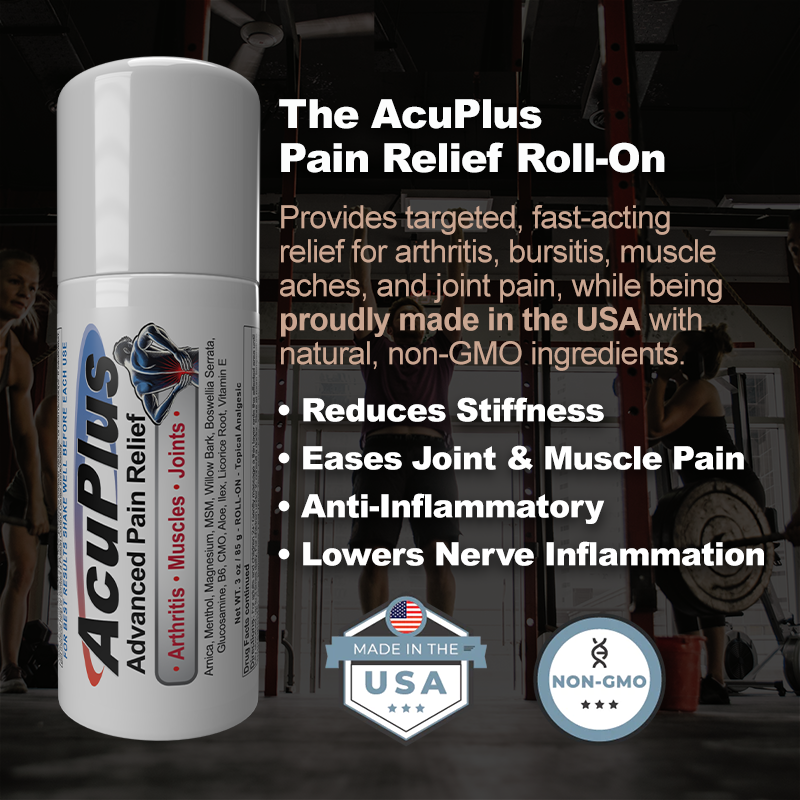 AcuPlus 3 oz Pain Relief Roll-On 3 Pack – Hands-Free Menthol Pain Relief for Muscles and Joints