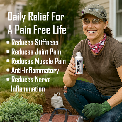 AcuPlus 3 oz Pain Relief Roll-On 3 Pack – Hands-Free Menthol Pain Relief for Muscles and Joints