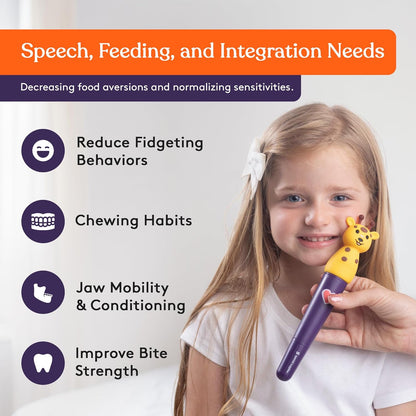 Special Supplies Buzz Pal Oral Motor Stimulation Kit with Soft Textured Interchangeable Head, Calm Sensory Needs, Support Speech and Self Feeding, Gentle Vibrations