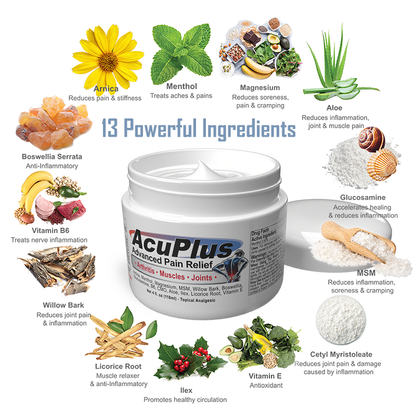 AcuPlus 4 oz Pain Relief Cream – Menthol Topical Analgesic for Muscle and Joint Aches