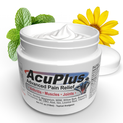 AcuPlus 4 oz Pain Relief Cream – Menthol Topical Analgesic for Muscle and Joint Aches