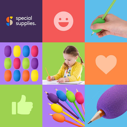 Ergonomic Pencil Grips 12-Pack | Cushioned Foam Grip Holders