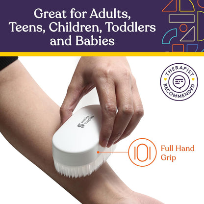 Special Supplies Sensory Brush Therapressure Therapy Brush for Occupational and Sensory Brushing, 2 Pack, Stimulating and Calming Tools for Kids and Adults, Soft Flexible Bristles, Latex Free