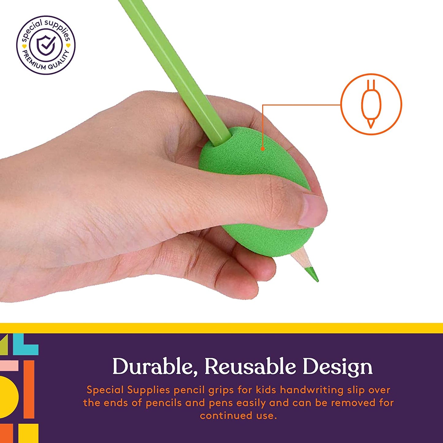 Ergonomic Pencil Grips 12-Pack | Cushioned Foam Grip Holders