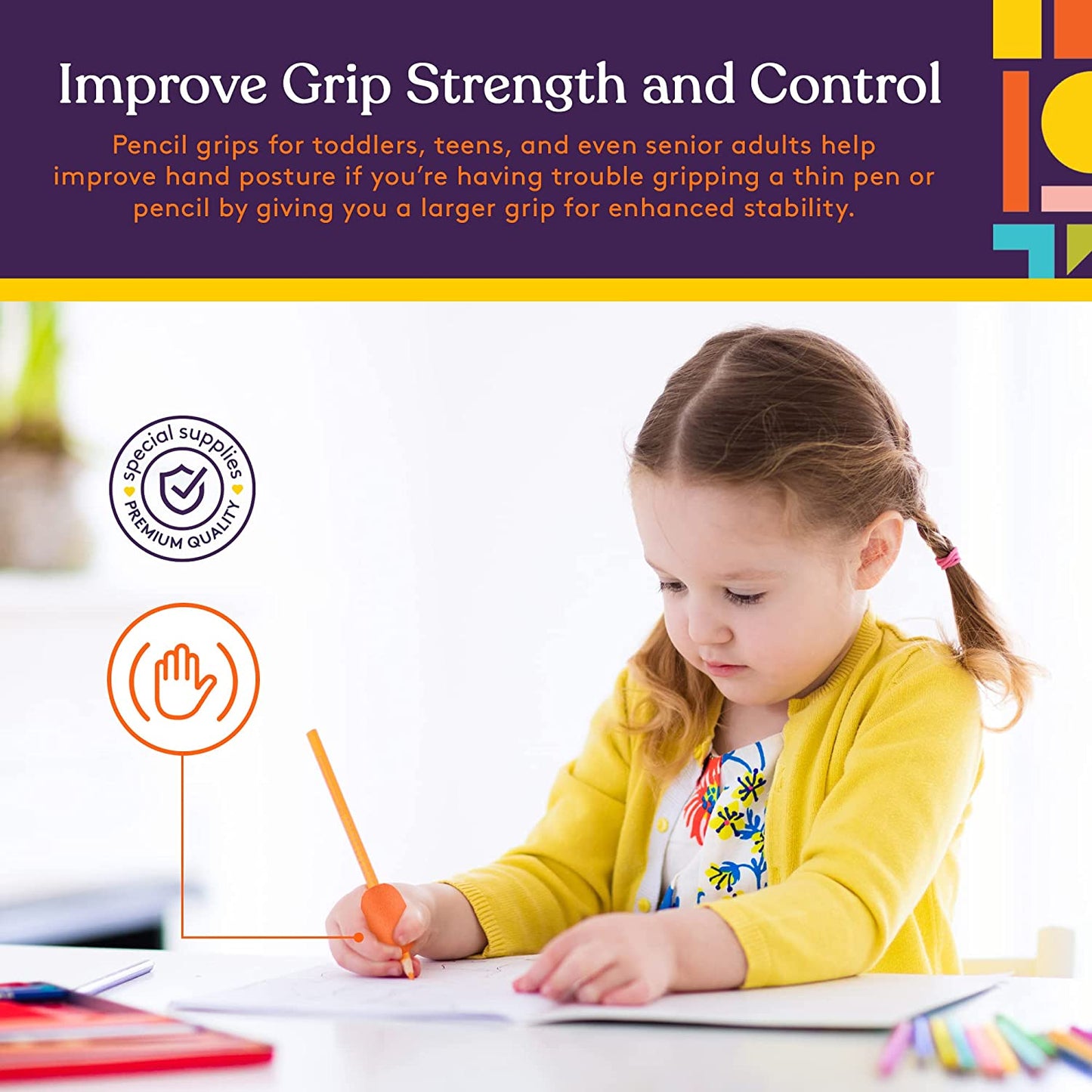 Ergonomic Pencil Grips 12-Pack | Cushioned Foam Grip Holders