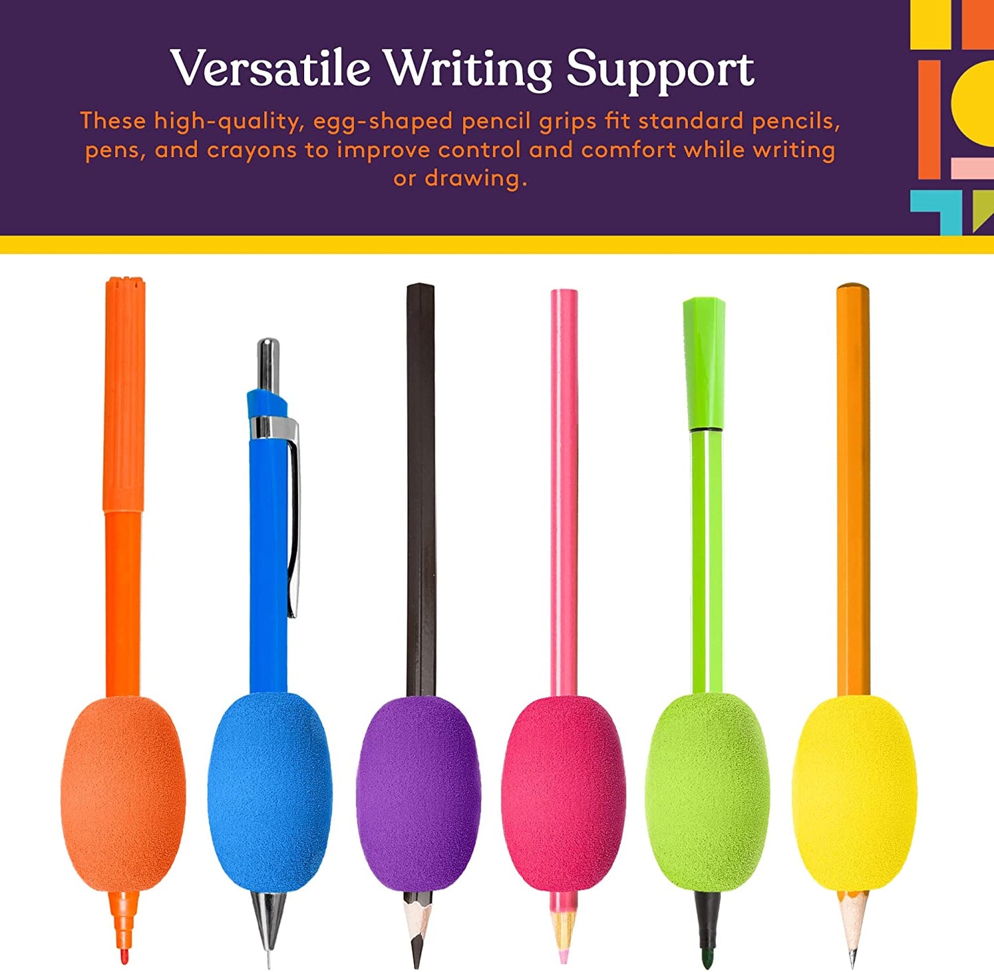 Ergonomic Pencil Grips 12-Pack | Cushioned Foam Grip Holders
