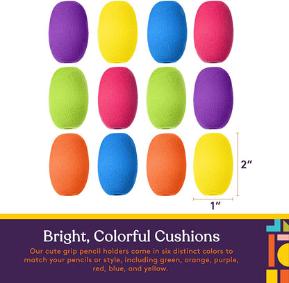 Ergonomic Pencil Grips 12-Pack | Cushioned Foam Grip Holders