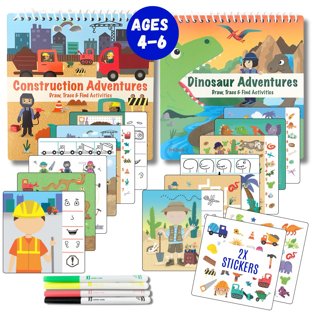 Totebook Kids Dry Erase Travel Activity Book Ages 4-6