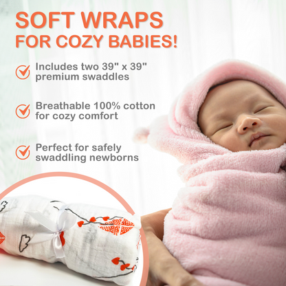 Baby Shusher Collection Gift Set – Sound Machine, Silicone Pacifiers & Muslin Swaddles for Newborns