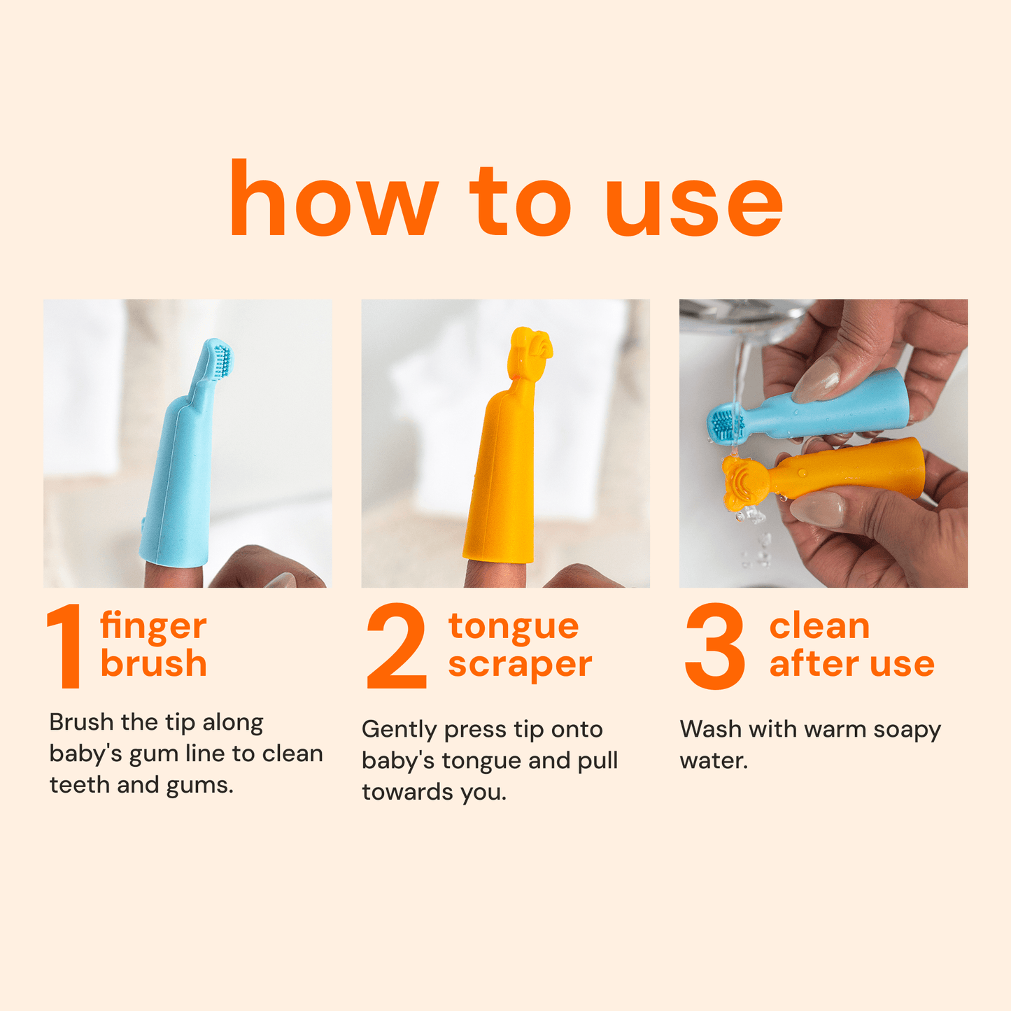 baby finger brush and tongue scraper