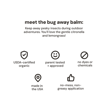 meet the bug away balm image - oogiebear Bug Away Balm 0.5 oz tube with mess-free applicator design
