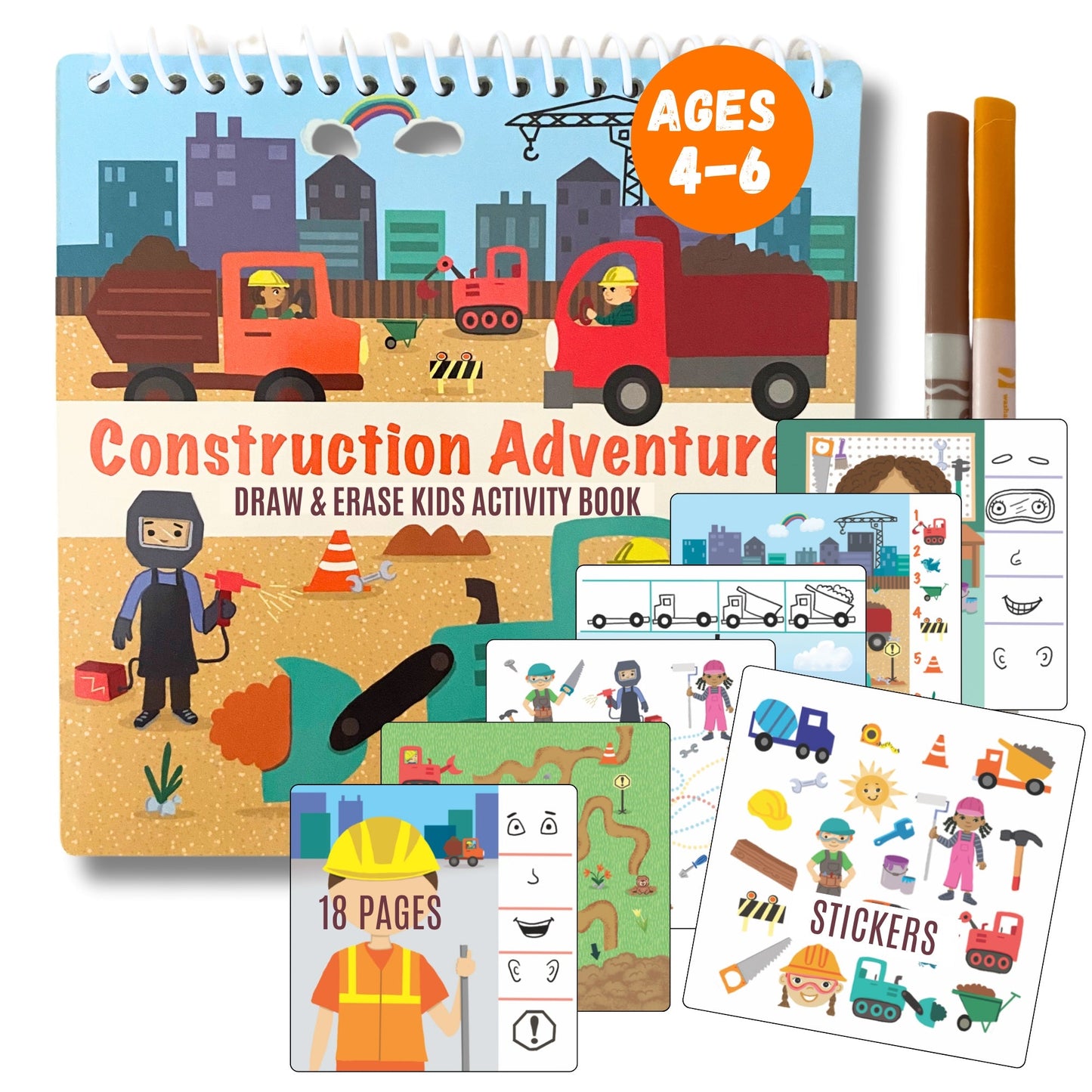 Totebook Kids Dry Erase Travel Activity Book Ages 4-6