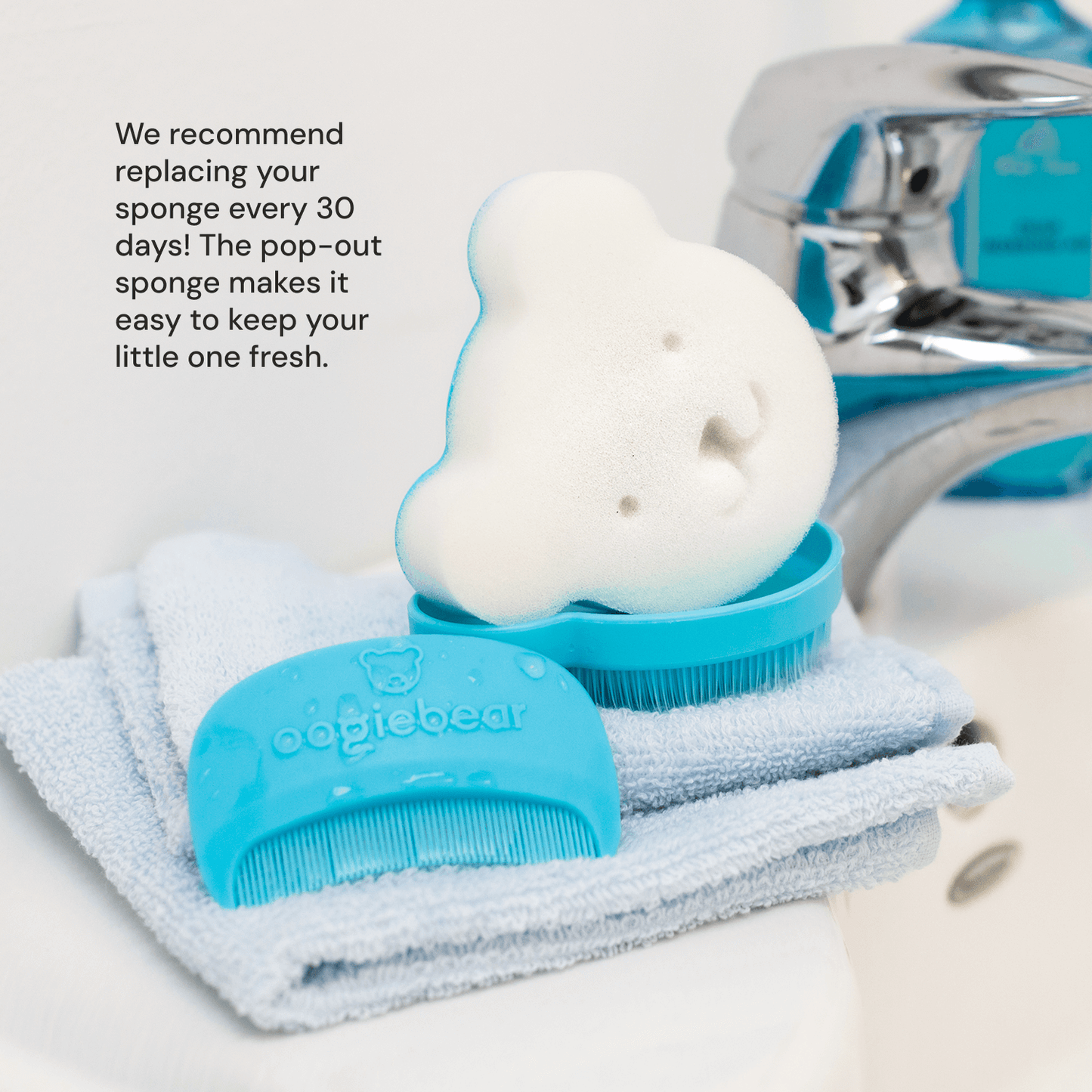Recomendation on replacing sponge 
oogiebear bear face sponge interlocking with silicone scalp massager brush
