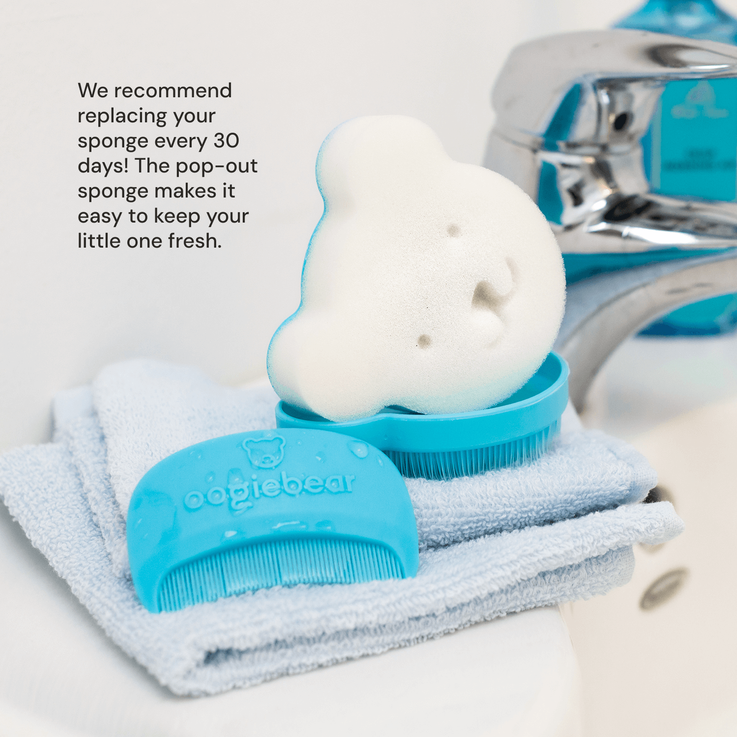 Recomendation on replacing sponge 
oogiebear bear face sponge interlocking with silicone scalp massager brush
