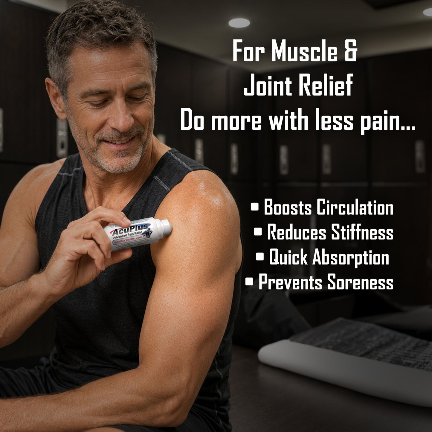 AcuPlus 3 oz Pain Relief Roll-On 3 Pack – Hands-Free Menthol Pain Relief for Muscles and Joints