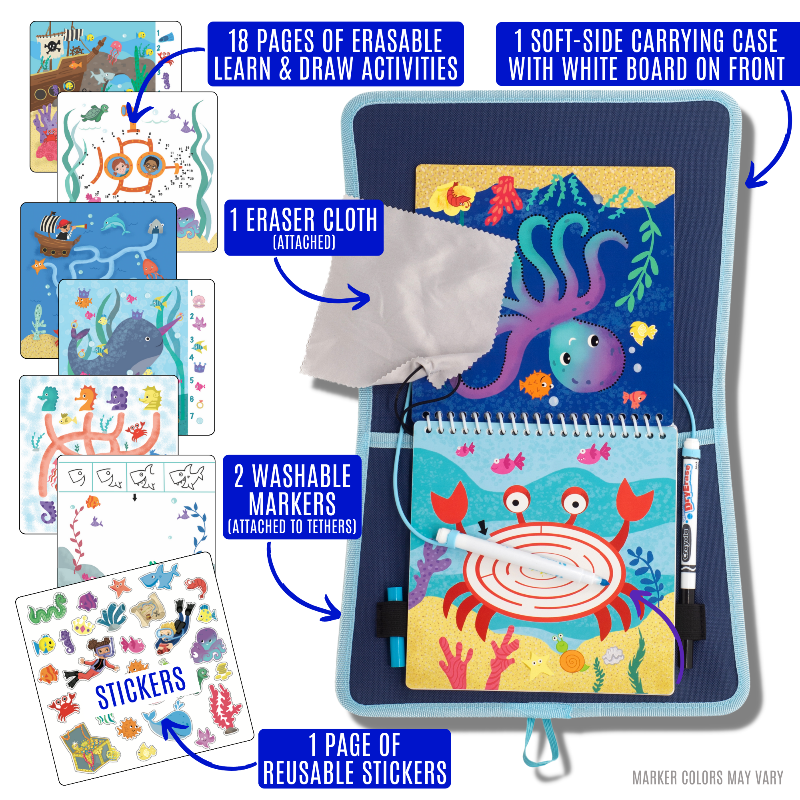Totebook Kids Dry Erase Travel Activity Book Ages 4-6