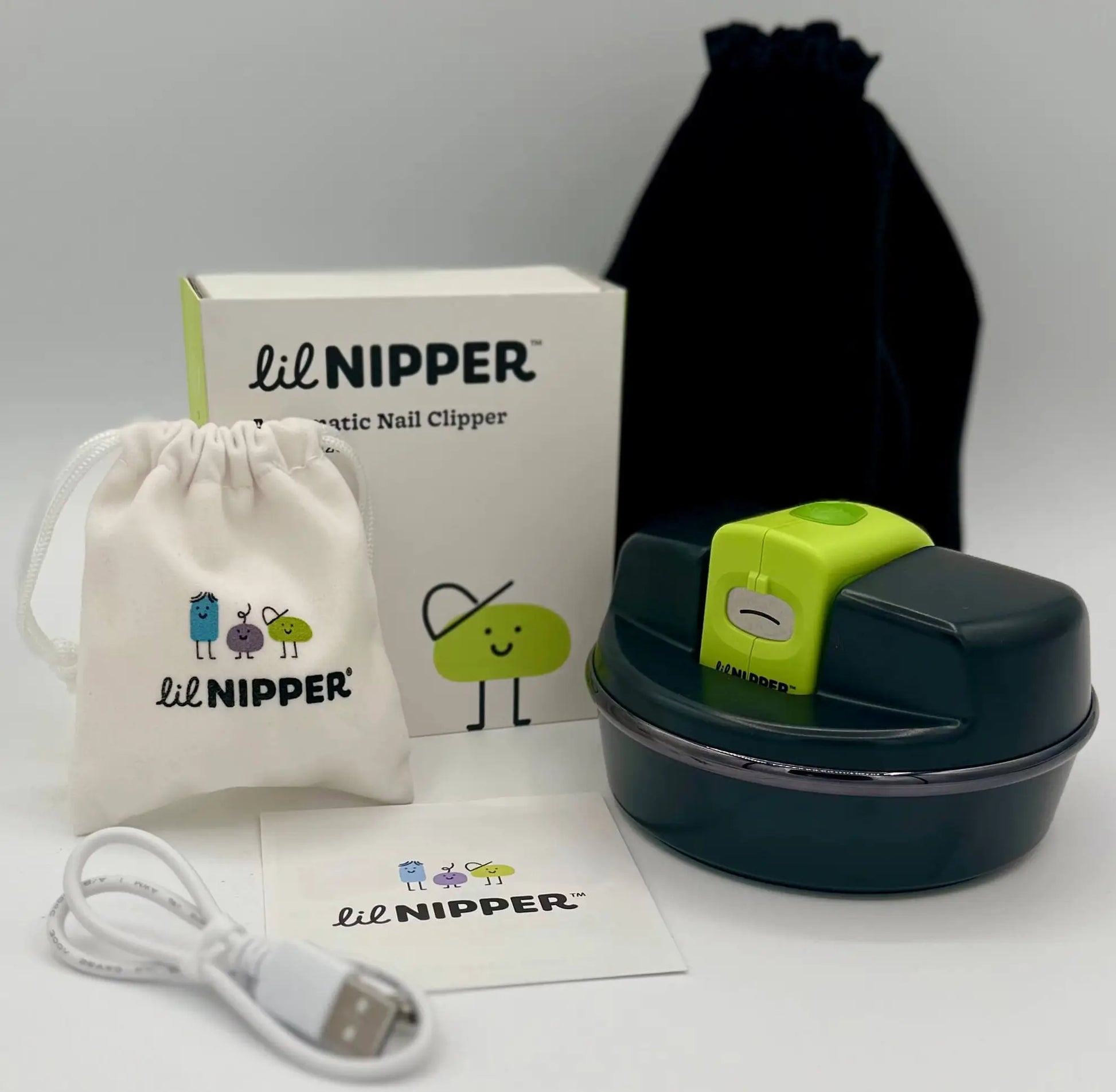 Contents: POD, Lil Nipper device, carrying bags for both devices, charging cable, instruction manual