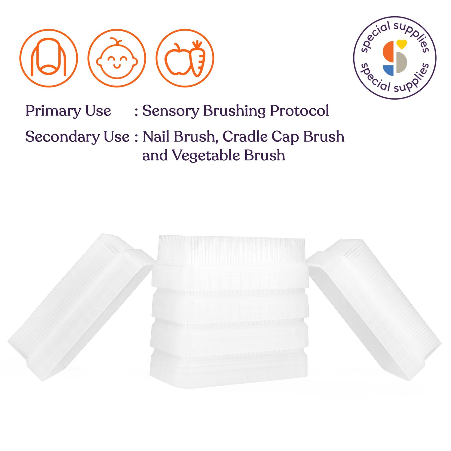 Special Supplies Sensory Brush Therapressure Therapy Brush for Occupational and Sensory Brushing, Stimulating and Calming Tools for Kids and Adults, Soft Flexible Bristles, Latex Free