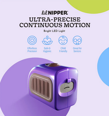 Lil nipper ultra-percise continuous motions Infant clipper, featuring a quiet motor to minimize noise and avoid startling babies during nail trimming.