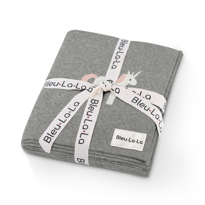 Gray fabric bundle with 'Bleu La La' branding on a white background